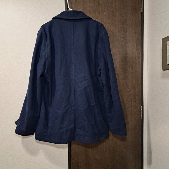 Levis Wool Blend Double Breasted Navy Blue Mid-Length 6 button Peacock Jacket - Picture 2 of 3